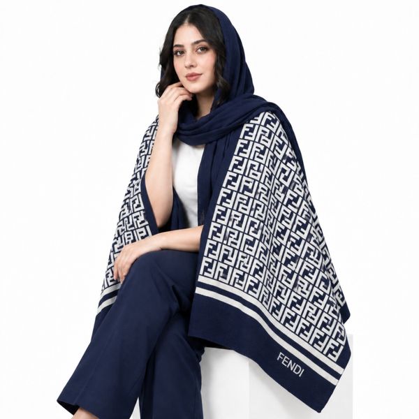 شال رودوشی بافت زنانه مستر کوالتی طرح فندی FENDI
