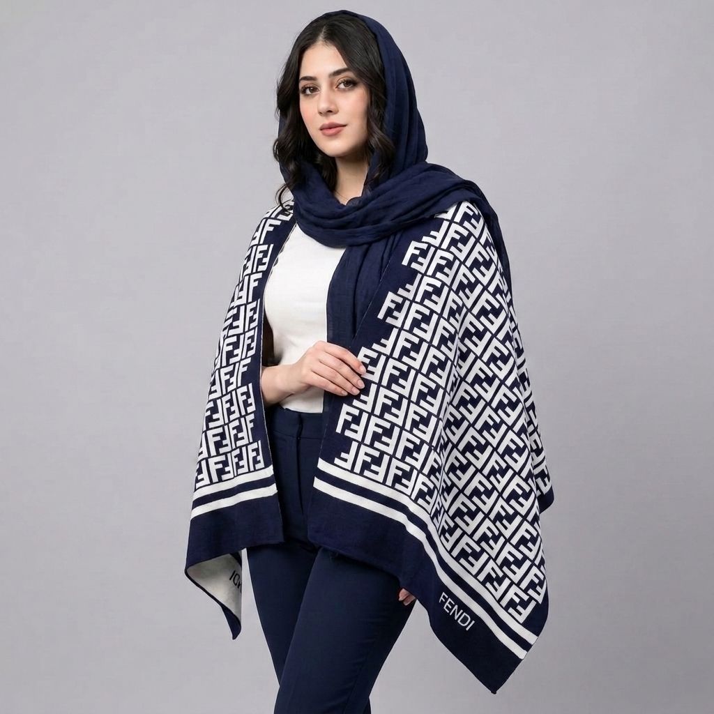 خرید اینترنتی قیمت شال رودوشی بافت زنانه مستر کوالتی طرح فندی FENDI