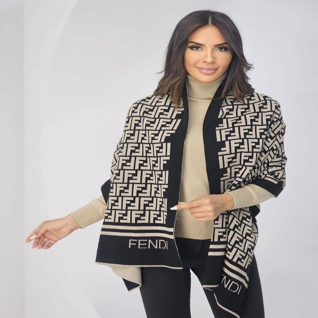خرید اینترنتی قیمت شال رودوشی بافت زنانه مستر کوالتی طرح فندی FENDI