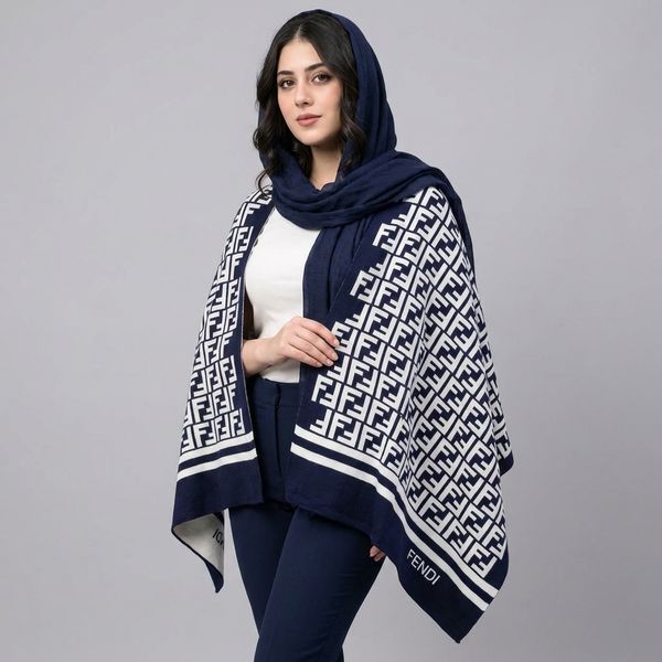 شال رودوشی بافت زنانه مستر کوالتی طرح فندی FENDI