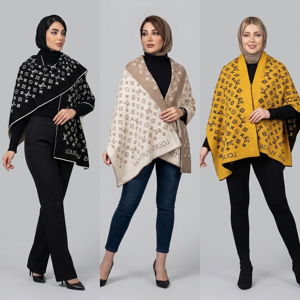 خرید اینترنتی قیمت شال بافت رودوشی زنانه مستر کوالتی طرح لویی ویتون