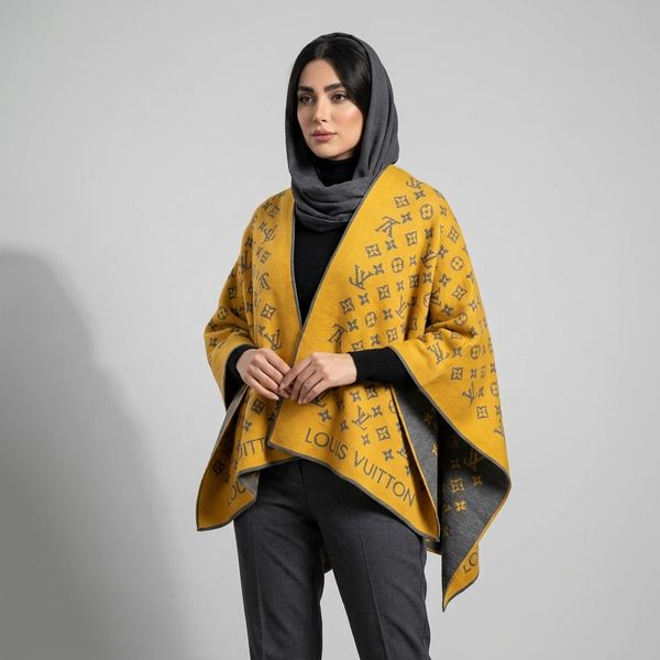 شال بافت رودوشی زنانه مستر کوالتی طرح لویی ویتون