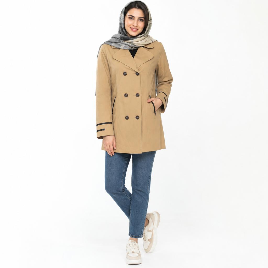خرید اینترنتی قیمت بارانی زنانه آستردار وارداتی