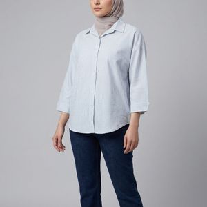 خرید اینترنتی قیمت شومیز زنانه راه راه نگین دار