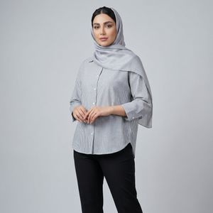 خرید اینترنتی قیمت شومیز زنانه راه راه نگین دار
