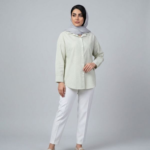 شومیز زنانه راه راه نگین دار