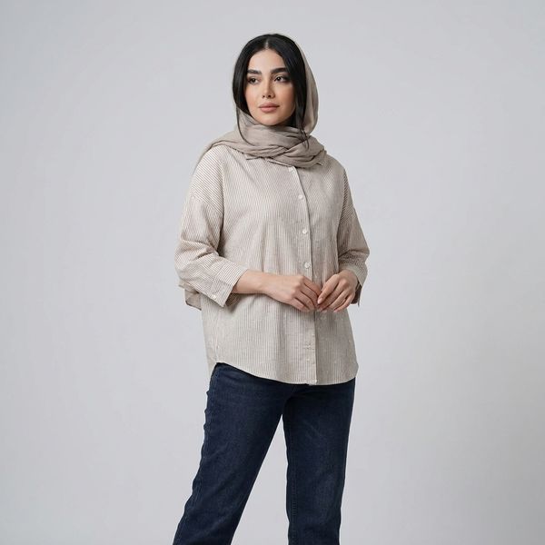شومیز زنانه راه راه نگین دار