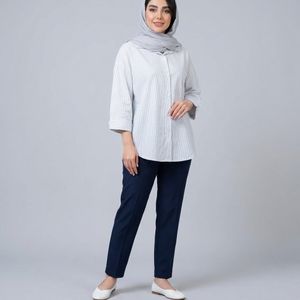 خرید اینترنتی قیمت شومیز زنانه راه راه نگین دار