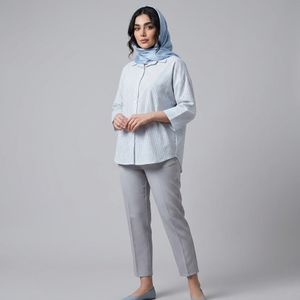 خرید اینترنتی قیمت شومیز زنانه راه راه نگین دار