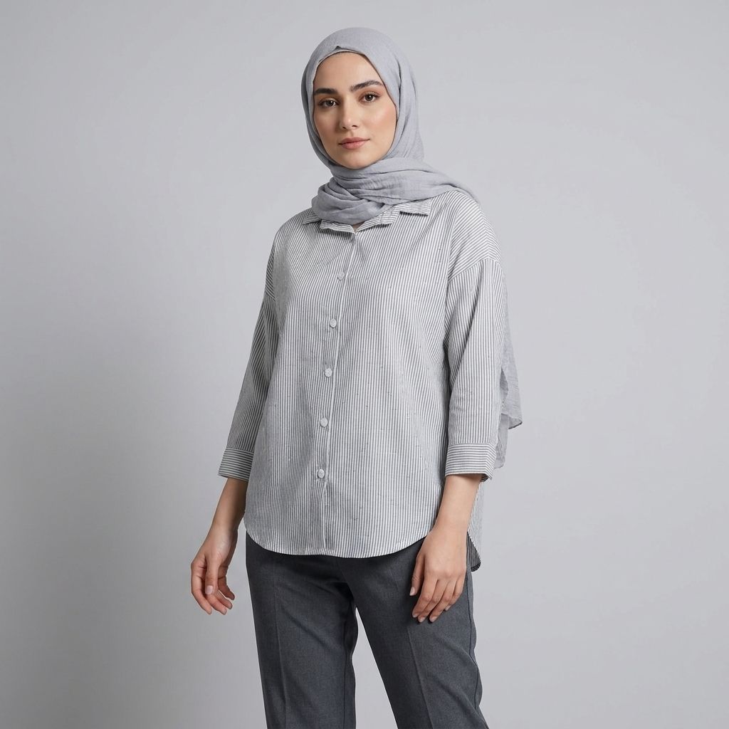 خرید اینترنتی قیمت شومیز زنانه راه راه نگین دار