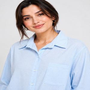 خرید اینترنتی قیمت شومیز زنانه پفکی نگین‌دار