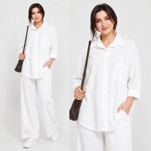 خرید اینترنتی قیمت شومیز زنانه پفکی نگین‌دار