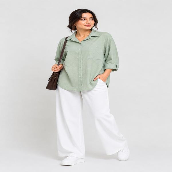 شومیز زنانه پفکی نگین‌دار