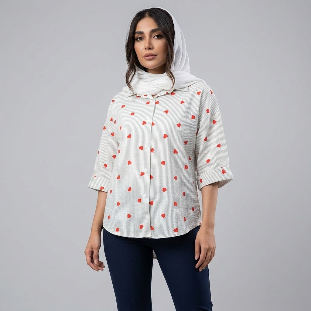خرید اینترنتی قیمت شومیز زنانه قلبی