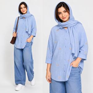 خرید اینترنتی قیمت شومیز زنانه گلدوزی پاپیون