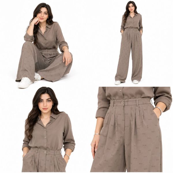 شلوار زنانه فول بگ کرپ ریزشی طرح miu miu