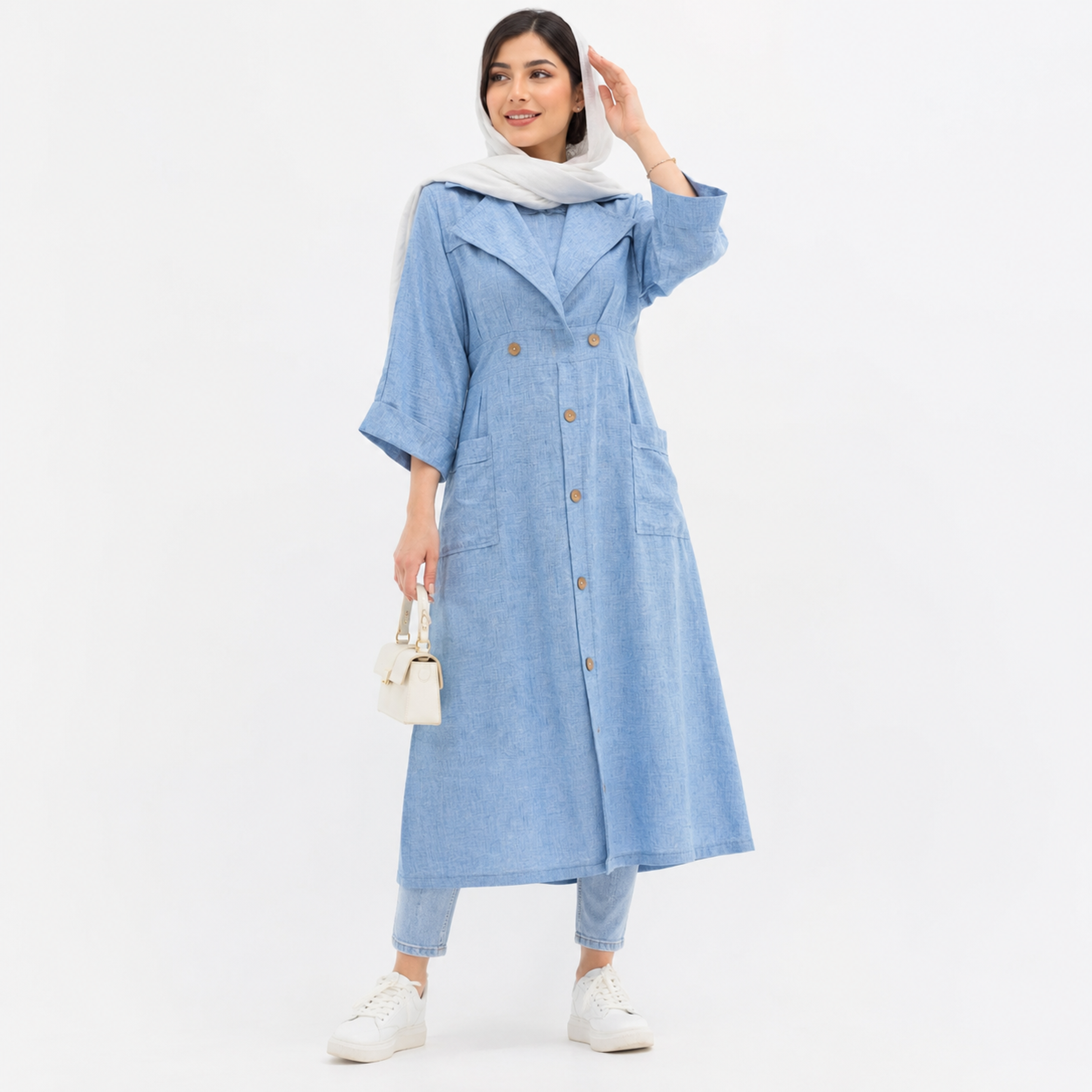 خرید اینترنتی قیمت مانتو بلند زنانه لینن