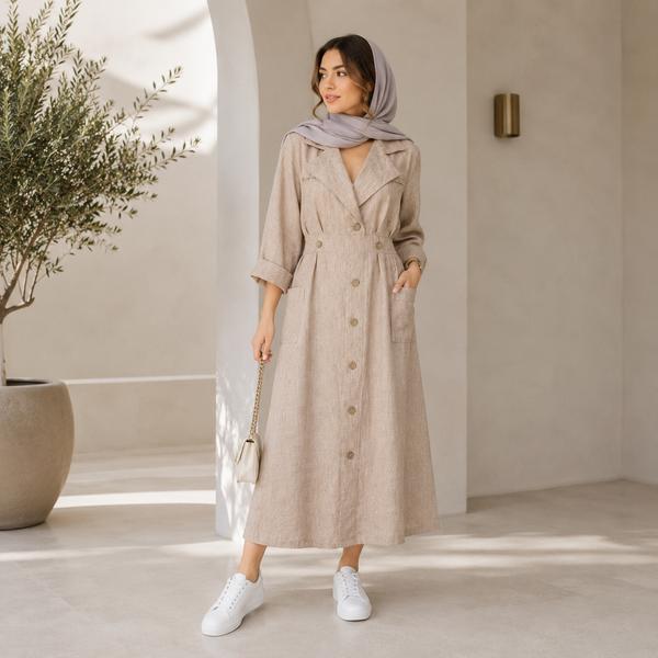 مانتو بلند زنانه لینن