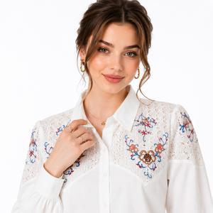 خرید اینترنتی قیمت شومیز زنانه گلدوزی وارداتی