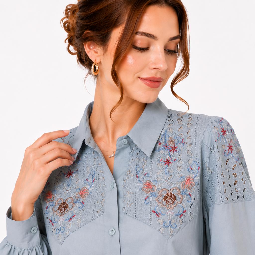 خرید اینترنتی قیمت شومیز زنانه گلدوزی وارداتی