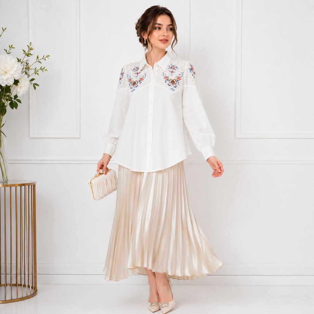 خرید اینترنتی قیمت شومیز زنانه گلدوزی وارداتی