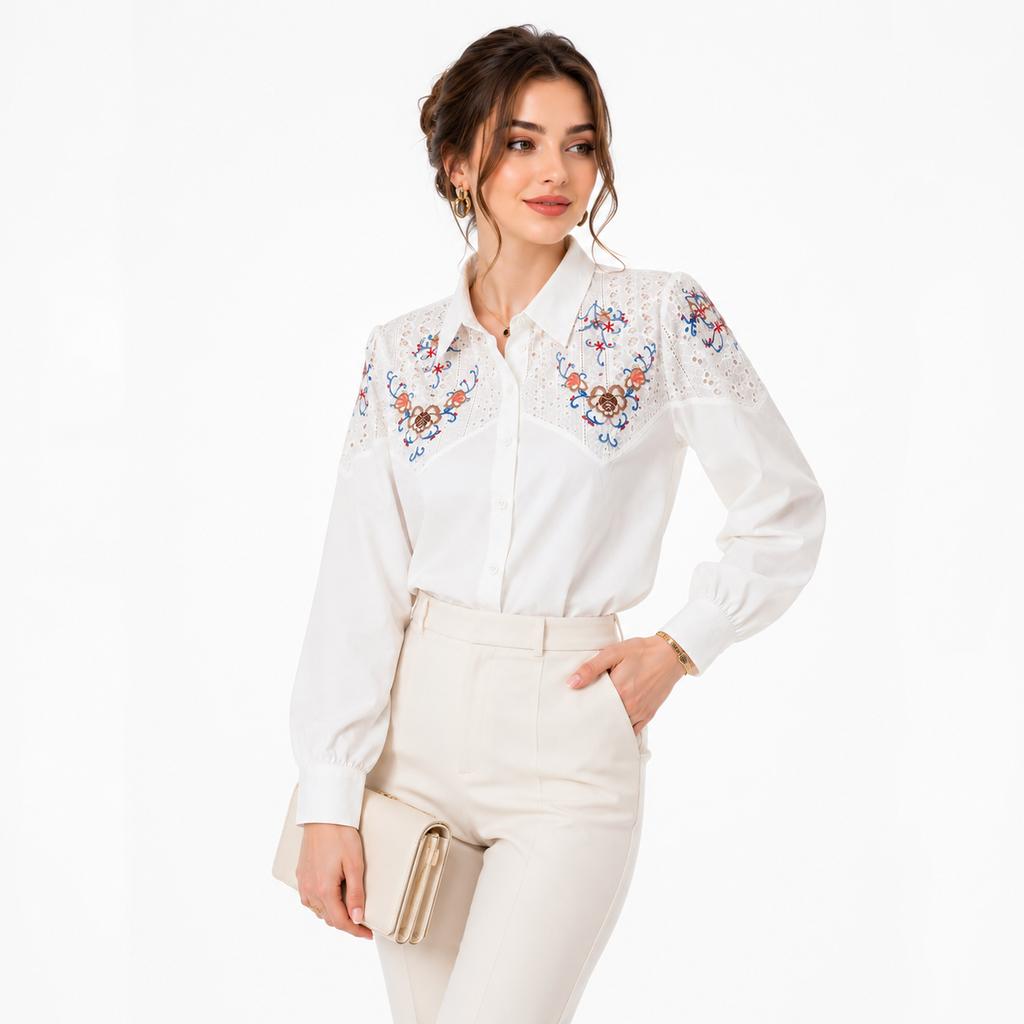 خرید اینترنتی قیمت شومیز زنانه گلدوزی وارداتی