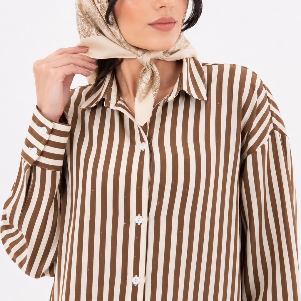 خرید اینترنتی قیمت شومیز زنانه نخ کتان نگین دار وارداتی