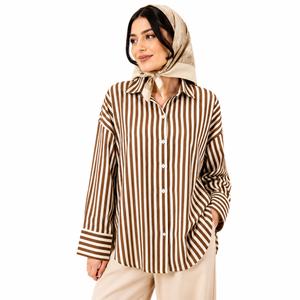 خرید اینترنتی قیمت شومیز زنانه نخ کتان نگین دار وارداتی