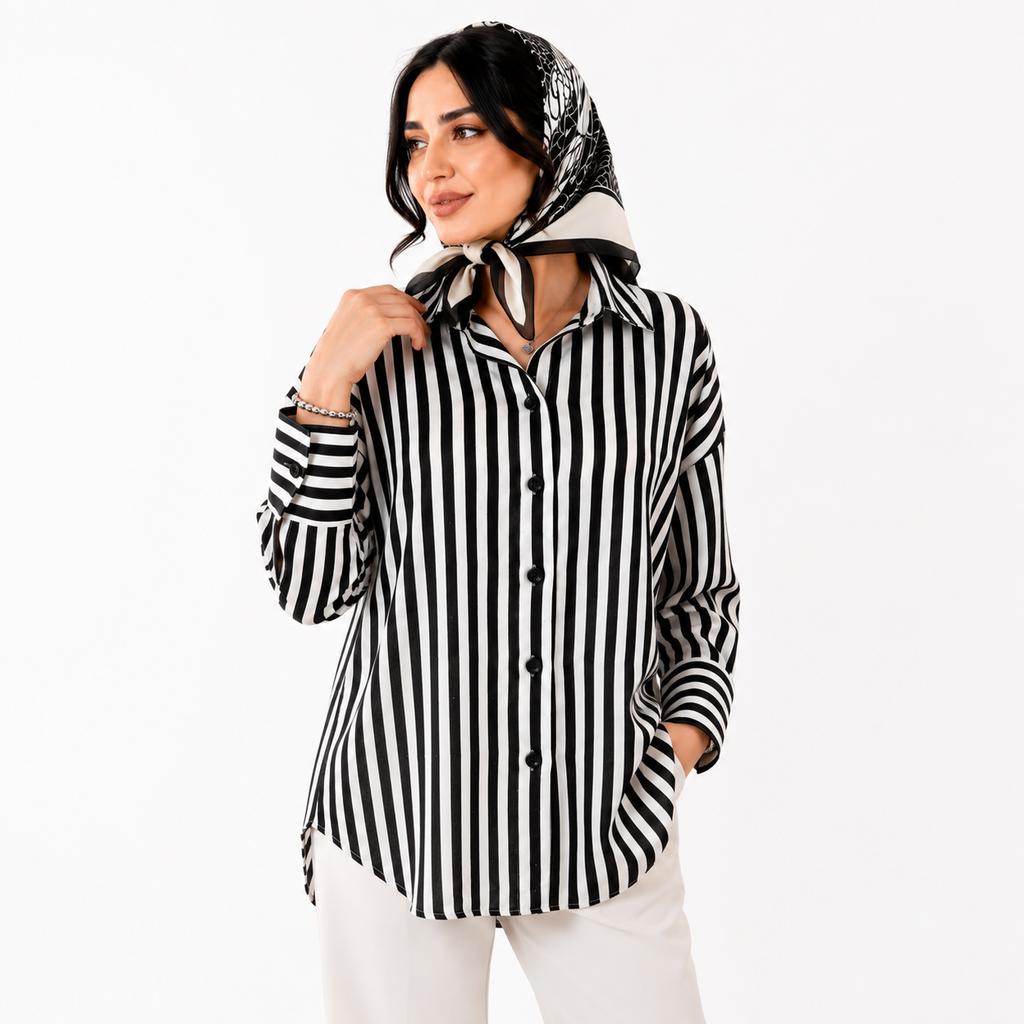 خرید اینترنتی قیمت شومیز زنانه نخ کتان نگین دار وارداتی