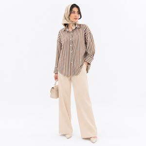 خرید اینترنتی قیمت شومیز زنانه نخ کتان نگین دار وارداتی