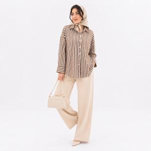 خرید اینترنتی قیمت شومیز زنانه نخ کتان نگین دار وارداتی