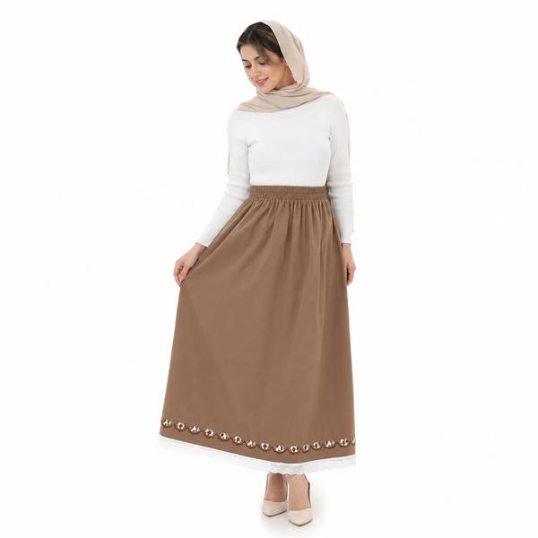 دامن زنانه کتان گلدوزی شده وارداتی