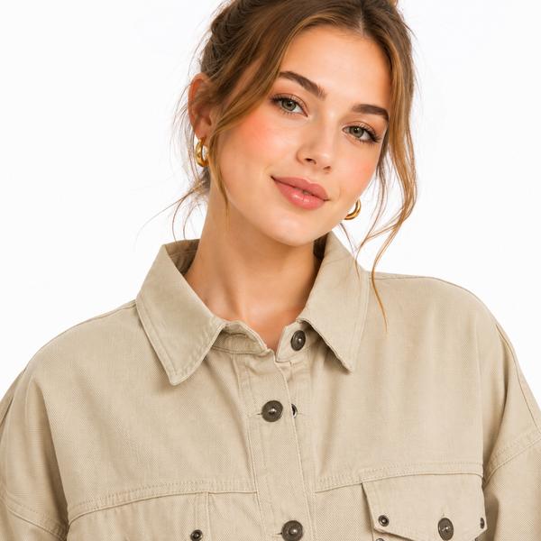کراپ کت پاییزی زنانه کتان ZARA