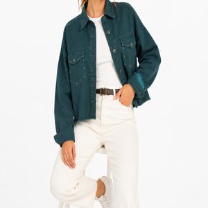 خرید اینترنتی قیمت کراپ کت پاییزی زنانه کتان ZARA