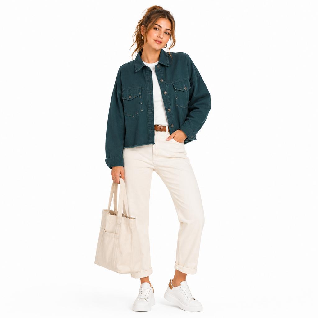 خرید اینترنتی قیمت کراپ کت پاییزی زنانه کتان ZARA
