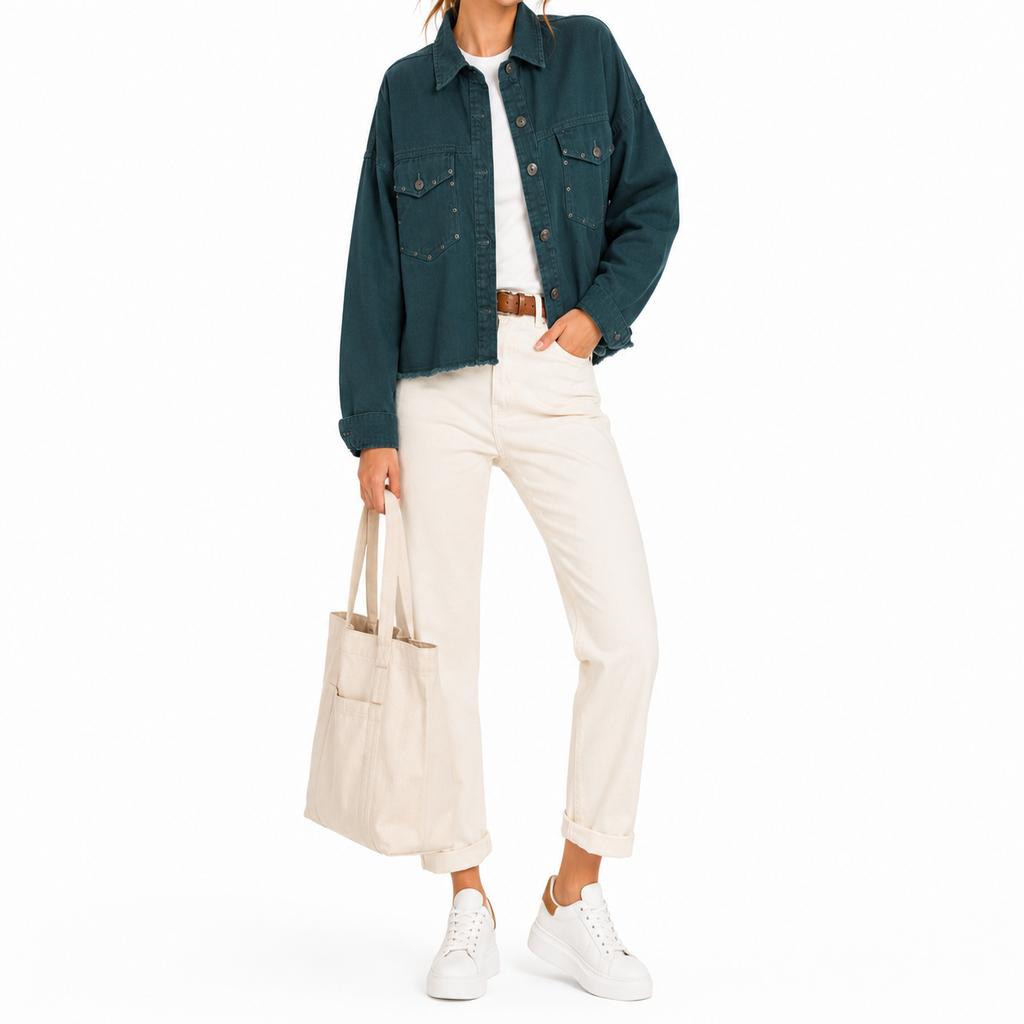 خرید اینترنتی قیمت کراپ کت پاییزی زنانه کتان ZARA