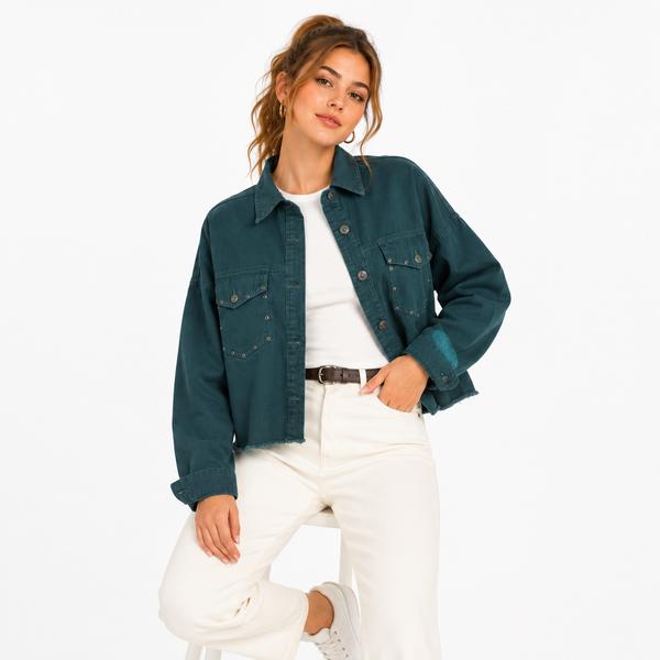کراپ کت پاییزی زنانه کتان ZARA