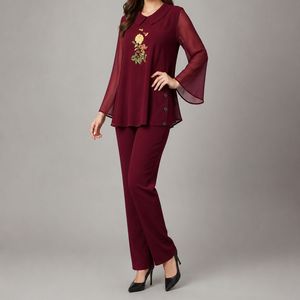 خرید اینترنتی قیمت ست شومیز و شلوار زنانه مجلسی گلدوزی وارداتی