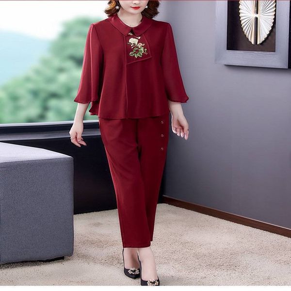 ست شومیز و شلوار زنانه مجلسی گلدوزی وارداتی