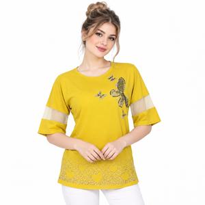 خرید اینترنتی قیمت بلوز زنانه مجلسی ویسکوز نگین دار آستین سه ربع