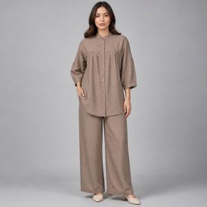 خرید اینترنتی قیمت ست مانتو و شلوار زنانه چین دار بابوس