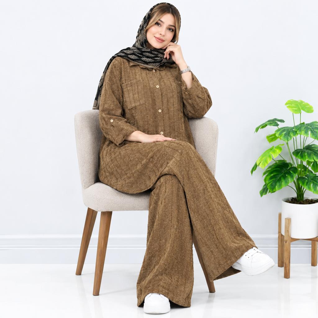 خرید اینترنتی قیمت ست شومیز و شلوار مخمل زنانه پاییزی