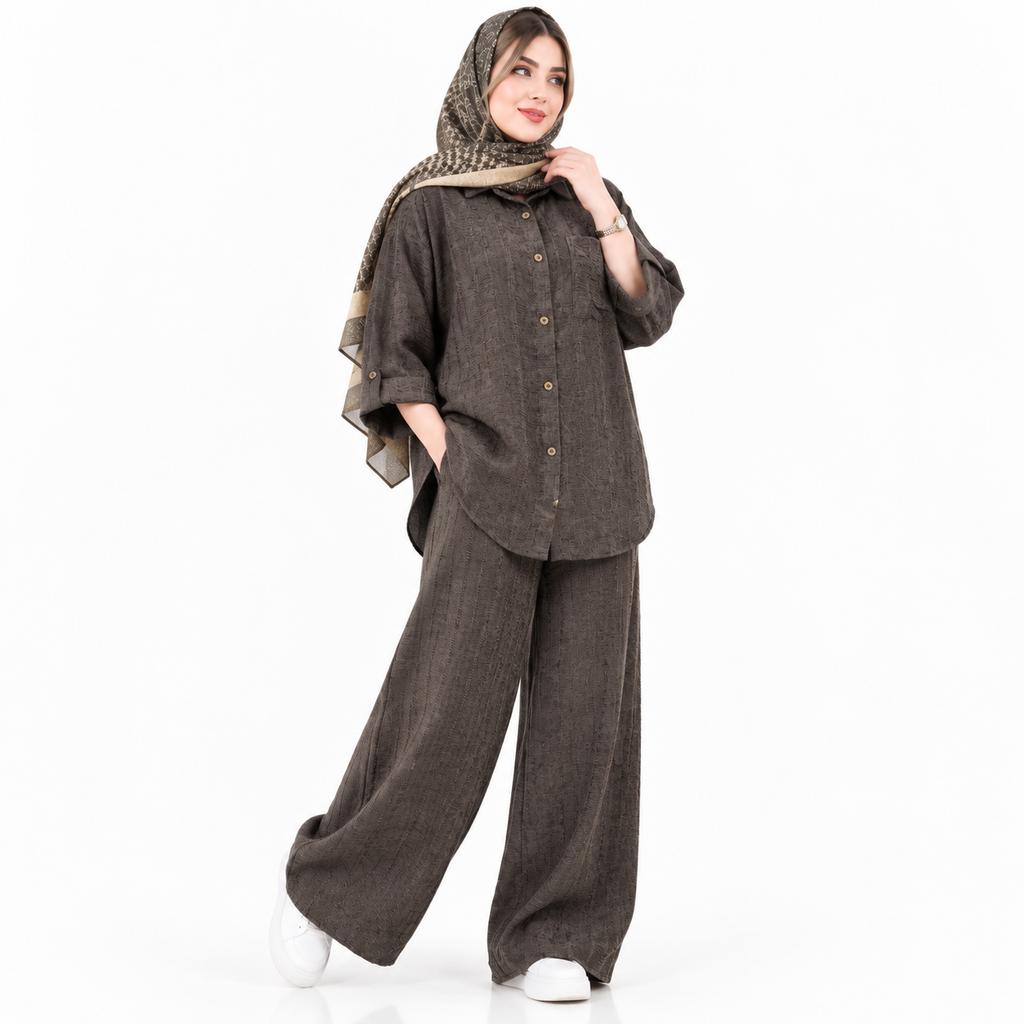 خرید اینترنتی قیمت ست شومیز و شلوار مخمل زنانه پاییزی