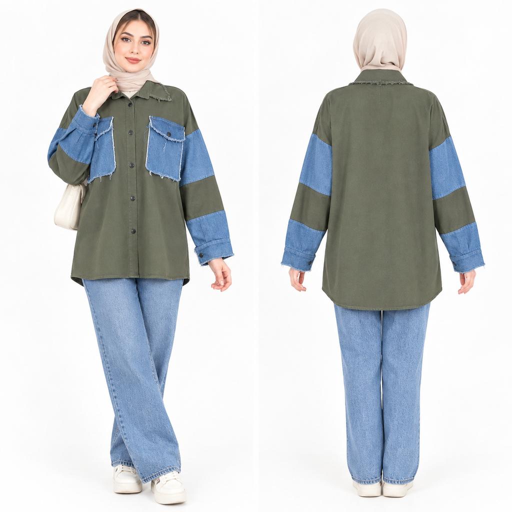 خرید اینترنتی قیمت کت زنانه کتان و جین اسپرت پاییزی