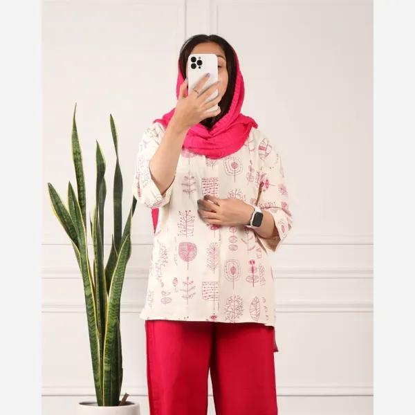 تونیک زنانه لینن طرح برگ