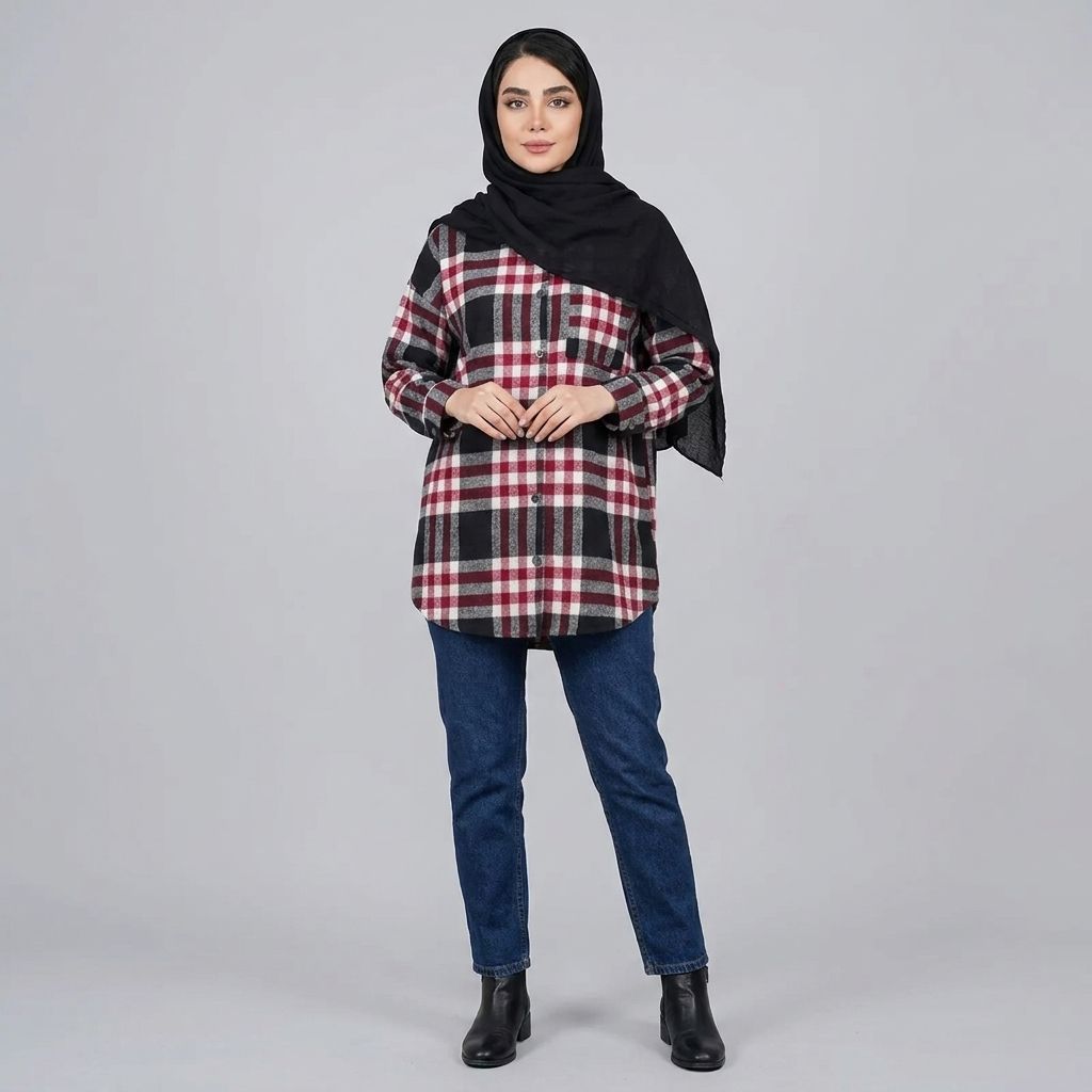 خرید اینترنتی قیمت شکت زنانه چهارخونه پاییزی