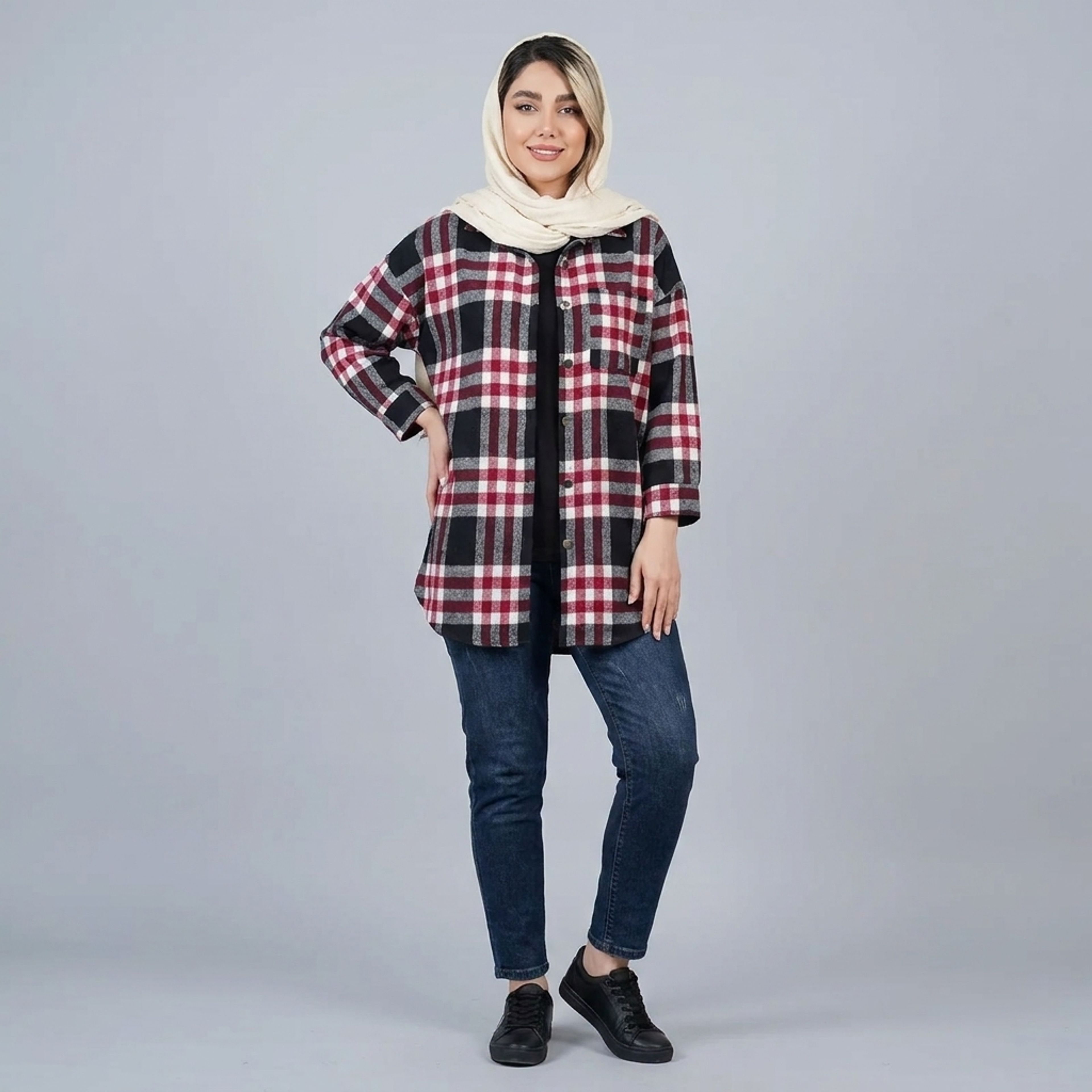 خرید اینترنتی قیمت شکت زنانه چهارخونه پاییزی