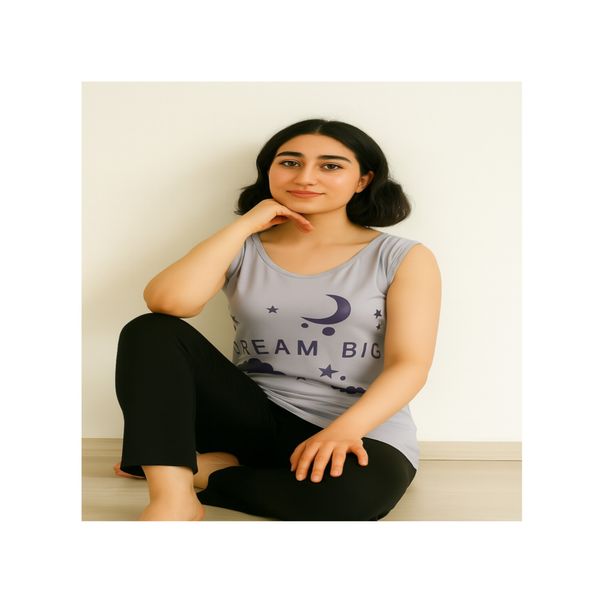 تاپ زنانه ویسکوز طرح ماه و ستاره