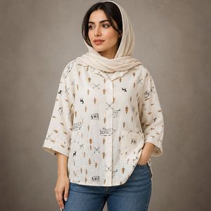 خرید اینترنتی قیمت تونیک زنانه لینن طرح ماشین