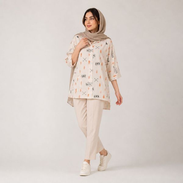 تونیک زنانه لینن طرح ماشین